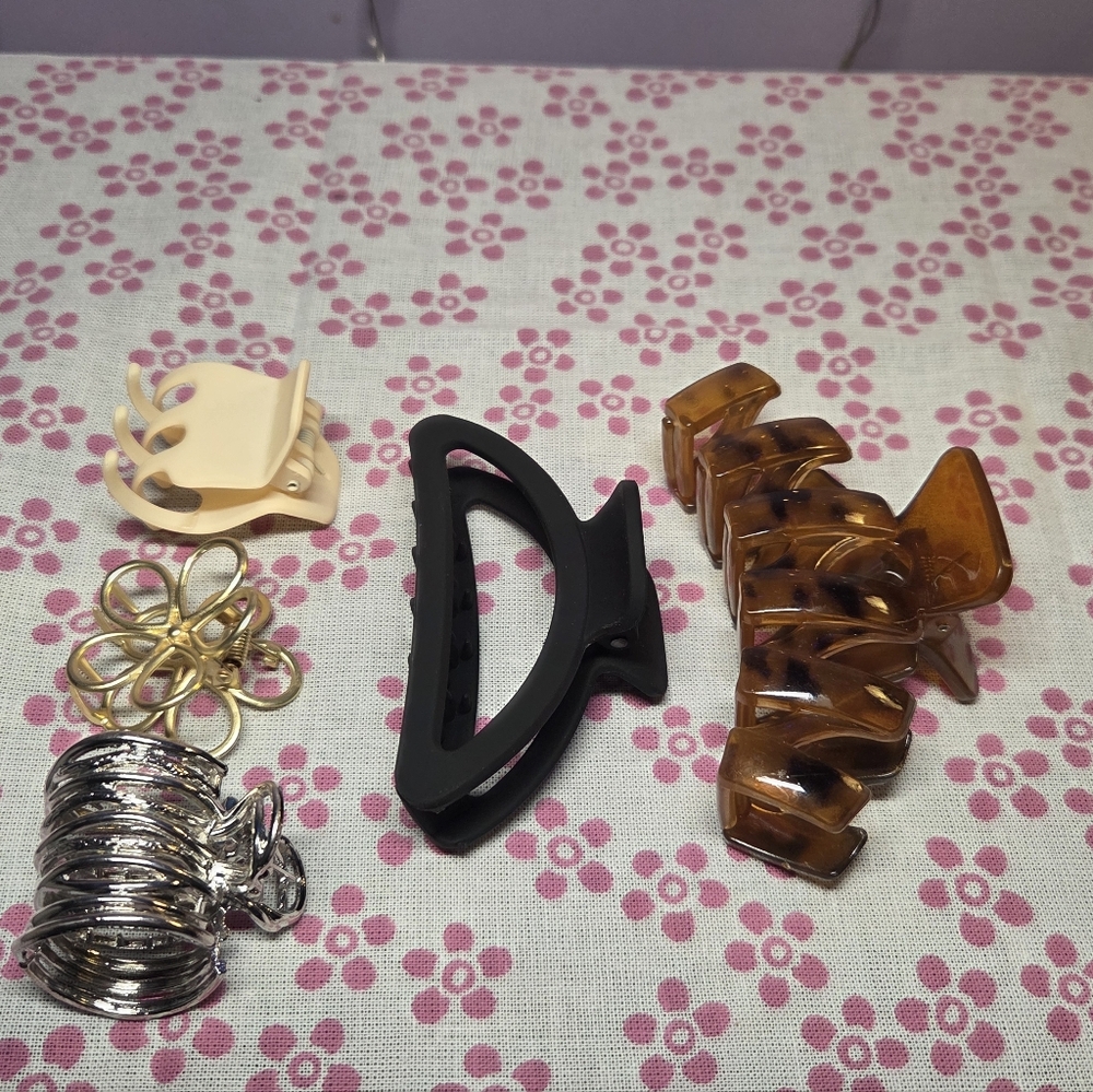 5 Piece Hair Claw Clip Bundle